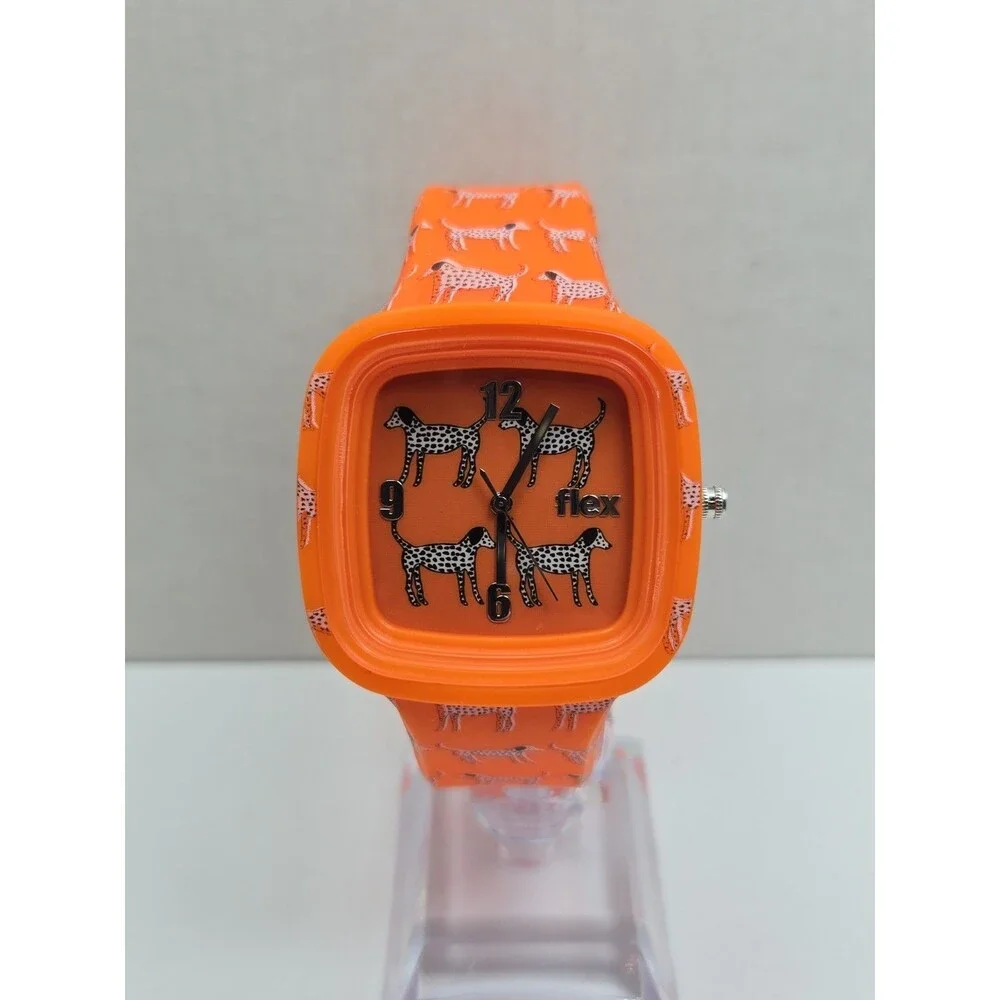 Flex Animal Rescue 2 Dog Dayz Orange Dalmatian Silicone Quartz Watch New Battery